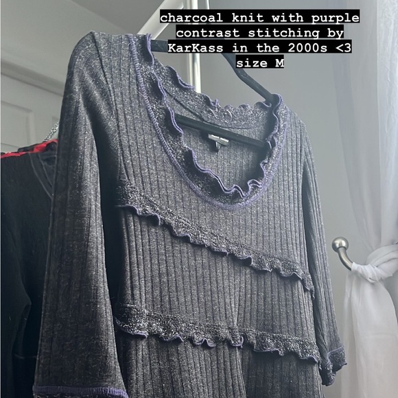 2000s charcoal purple knit - Picture 2 of 3